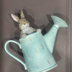 Happy Easter Rabbit Ornament NWOT material plaster light Teal 9.25”h x 9.3/4”w